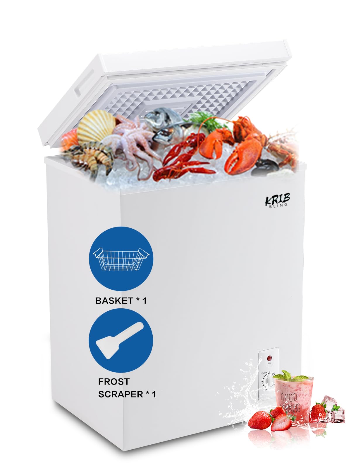 3.5 Cu.Ft Chest Freezer with Removable Basket, White V426373