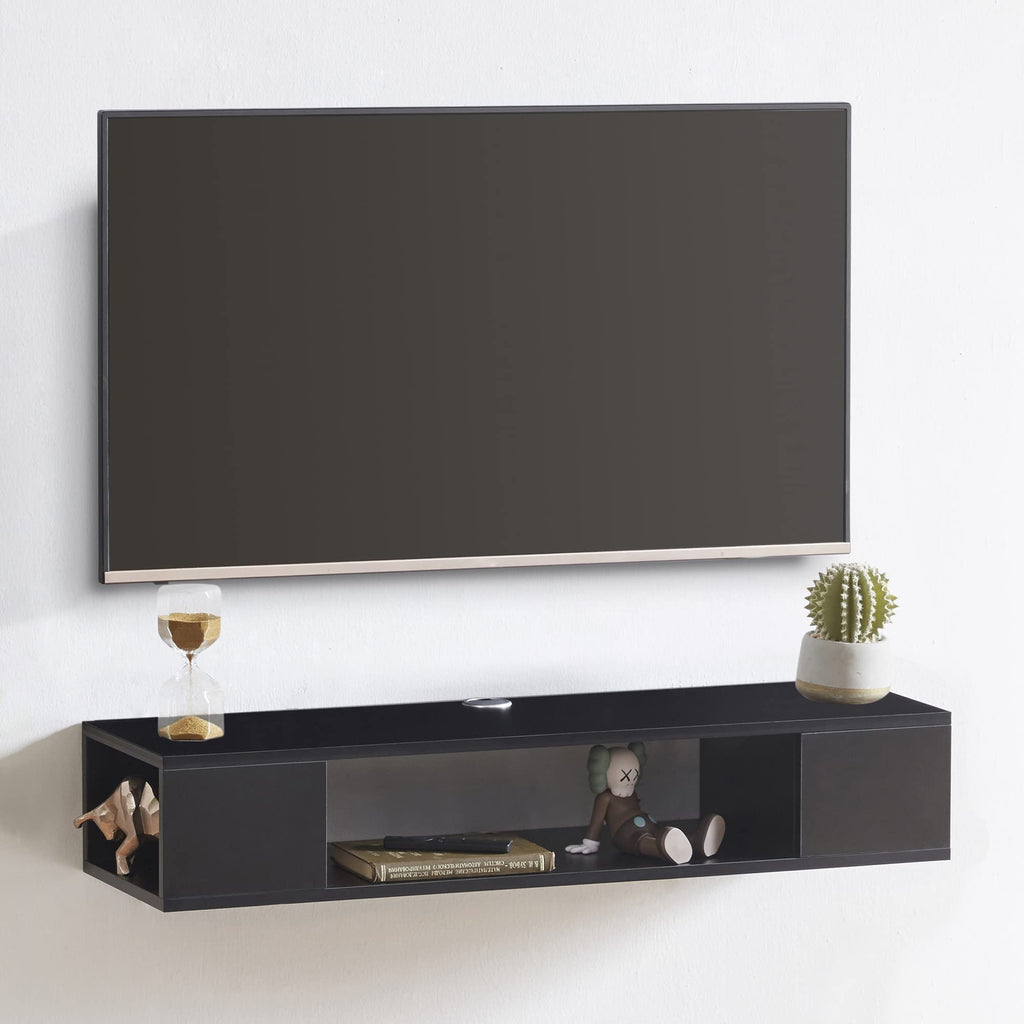 Black Wall Mounted Floating TV Stand with Storage A1136