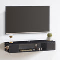 Black Wall Mounted Floating TV Stand with Storage A1136