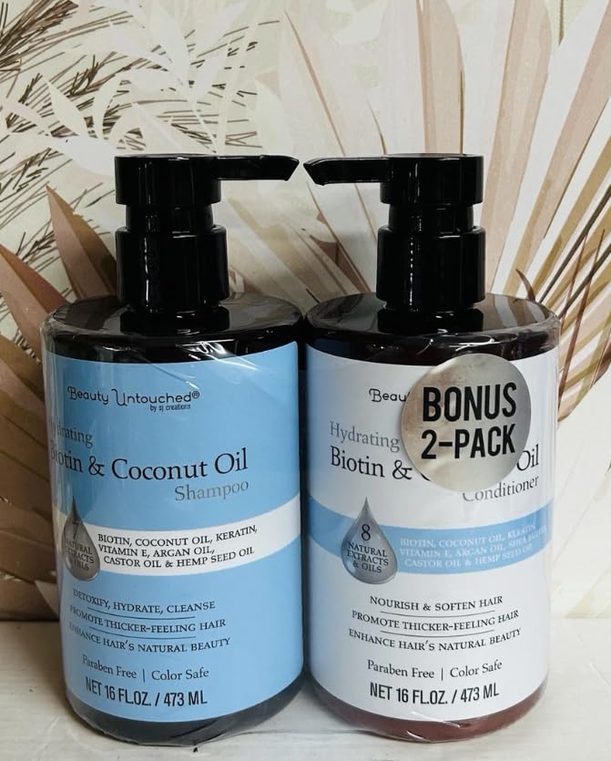 Biotin & Coconut Oil Shampoo and Conditioner Set 16 fl oz X8137