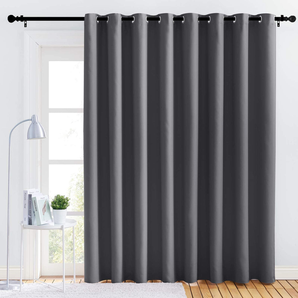 Grey 120 by 84 Inch Blackout Curtain Panel K6757