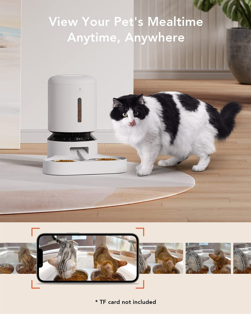 Automatic Cat Feeder with Camera 1080P HD Video 5G WiFi 2-Way Audio I434