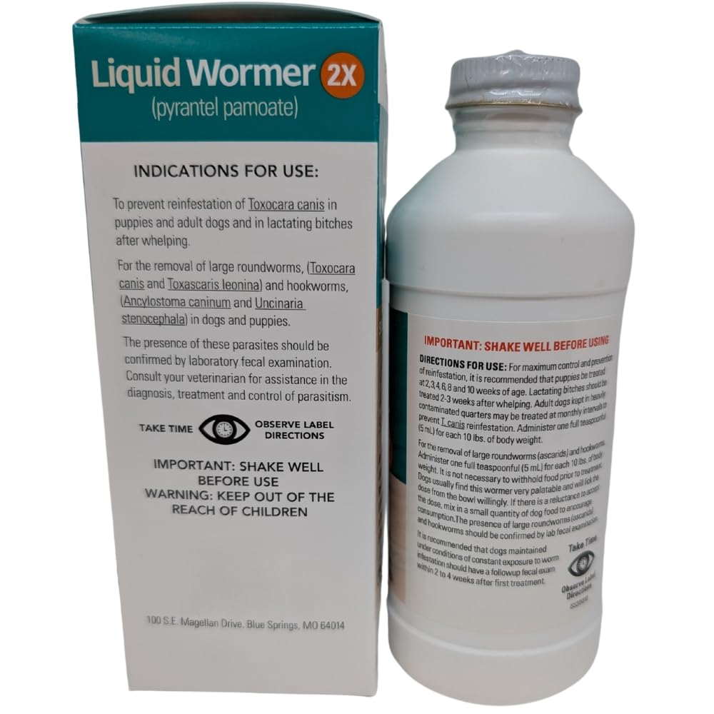 2 oz Pyrantel Pamoate Liquid Wormer for Dogs and Puppies W63802