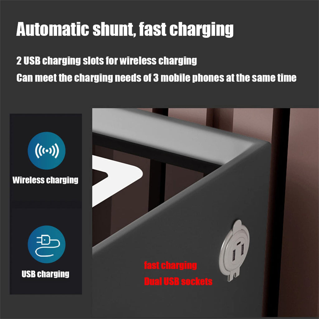 White Nightstand with Charging Station and Bluetooth Speaker W84560