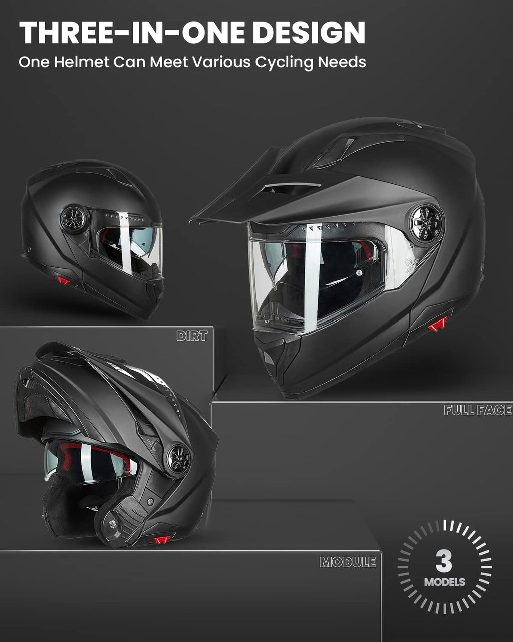 Full Face Modular ATV Helmet with Anti Fog Visor H6563