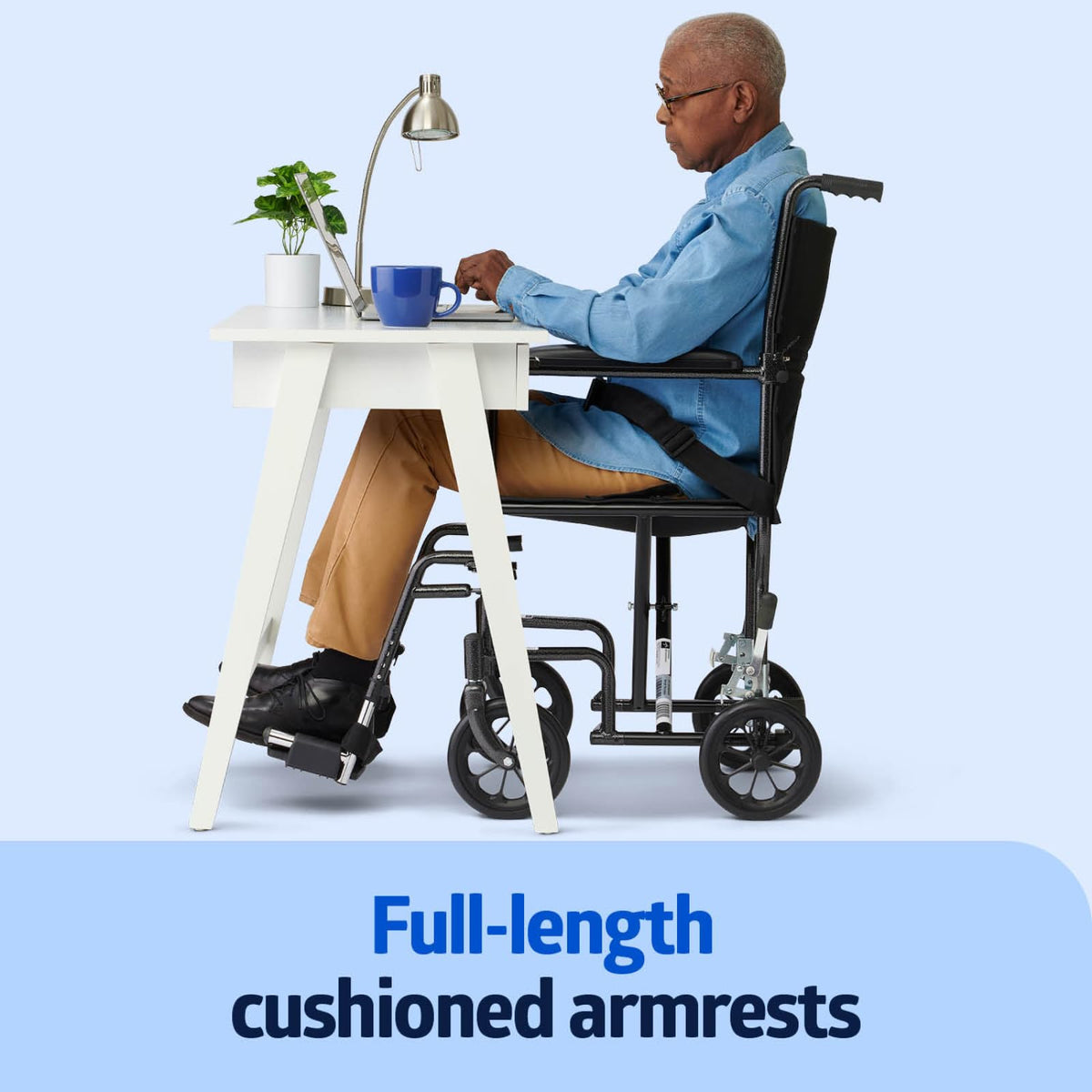 Folding Steel Transport Wheelchair with Swing-Away Footrests Q949548