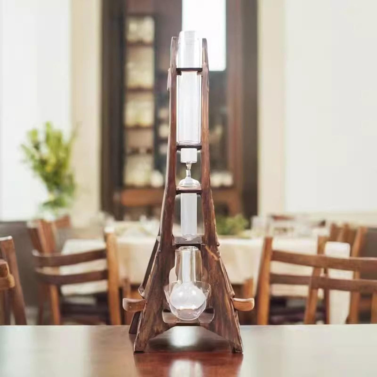 Ice Drip Coffee Maker with Wooden Frame and Glassware Q863