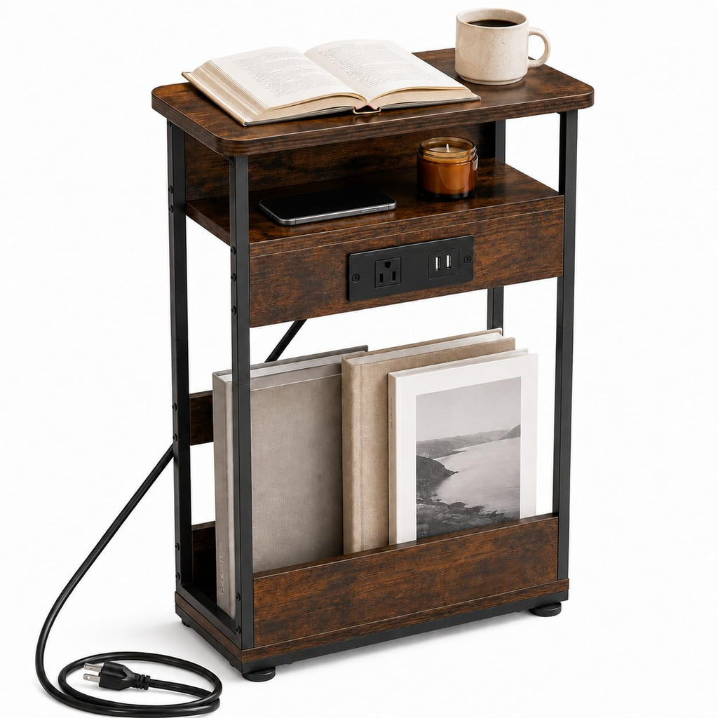 Narrow Side Table with Charging Station Q3729