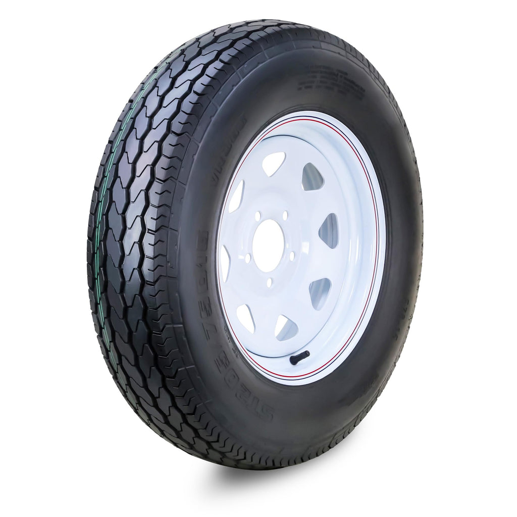 Trailer Tire Wheel ST205/75D15 6PR 101L 5X4.5 White Spoke Rim J53071