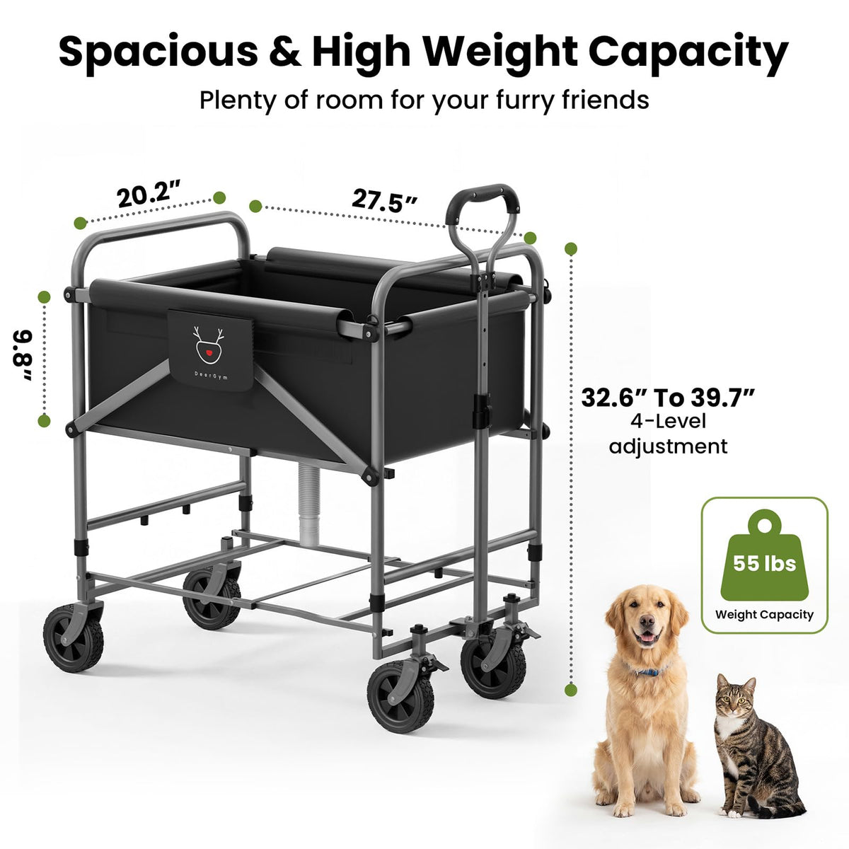 Foldable Dog Bath Cart with Brake T6881