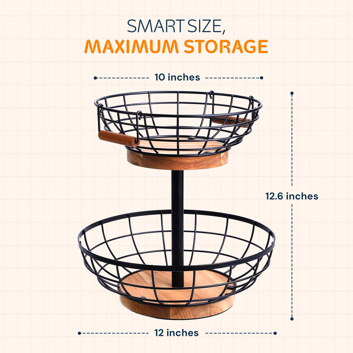 2 Tier Metal Fruit Basket with Banana Hanger H588142