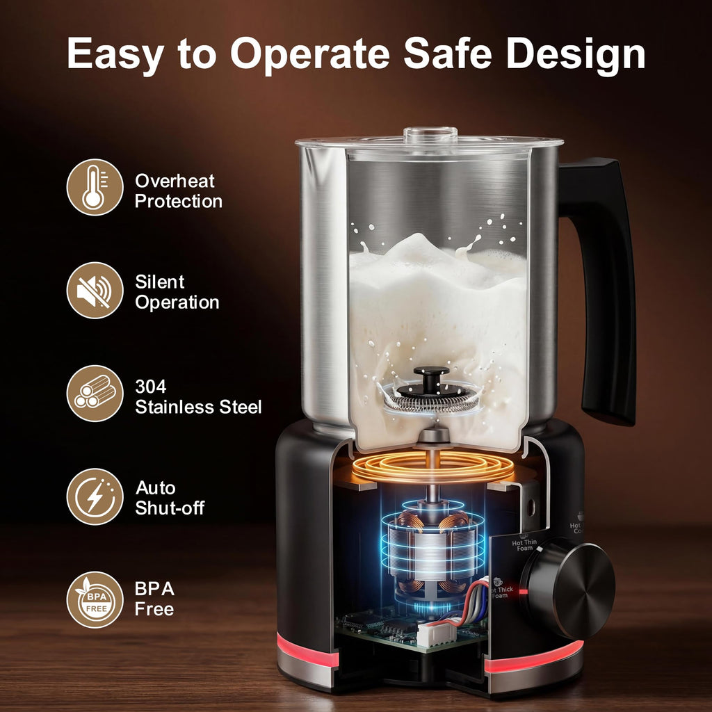 Black Electric Milk Frother and Steamer K829352