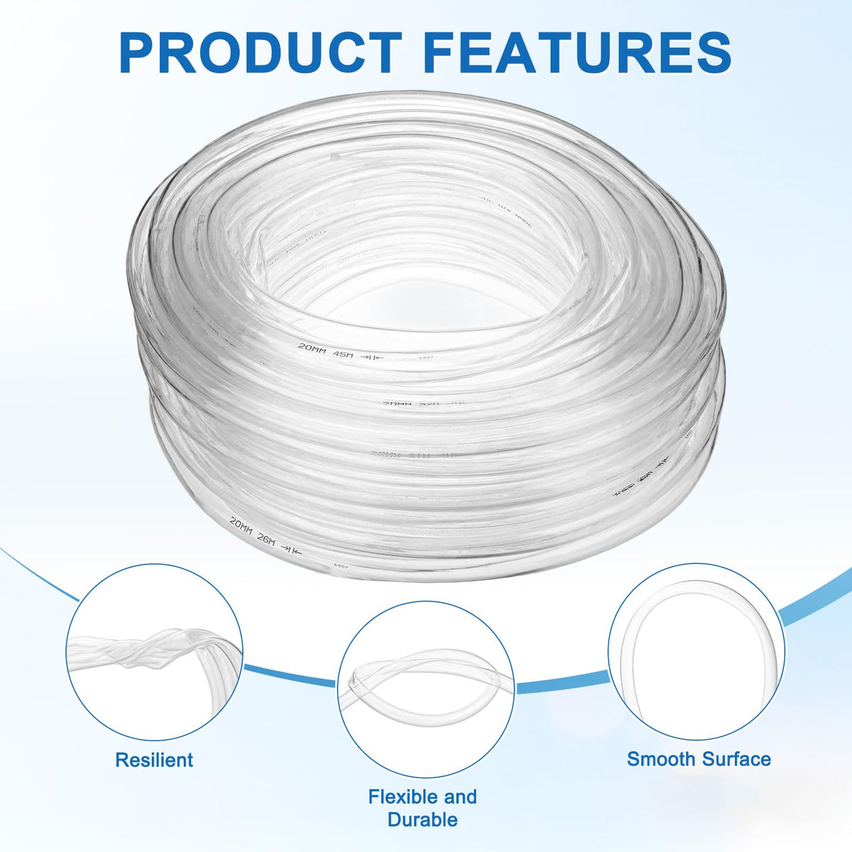 Clear 3/4" ID x 1" OD 100ft Flexible Vinyl Tubing M56520