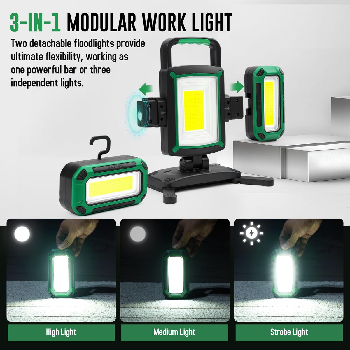 50W 5000LM Rechargeable Magnetic LED Work Light U778