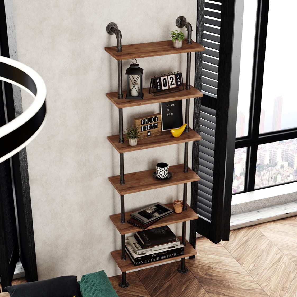 Industrial Pipe 6 Tier Bookshelf P427580