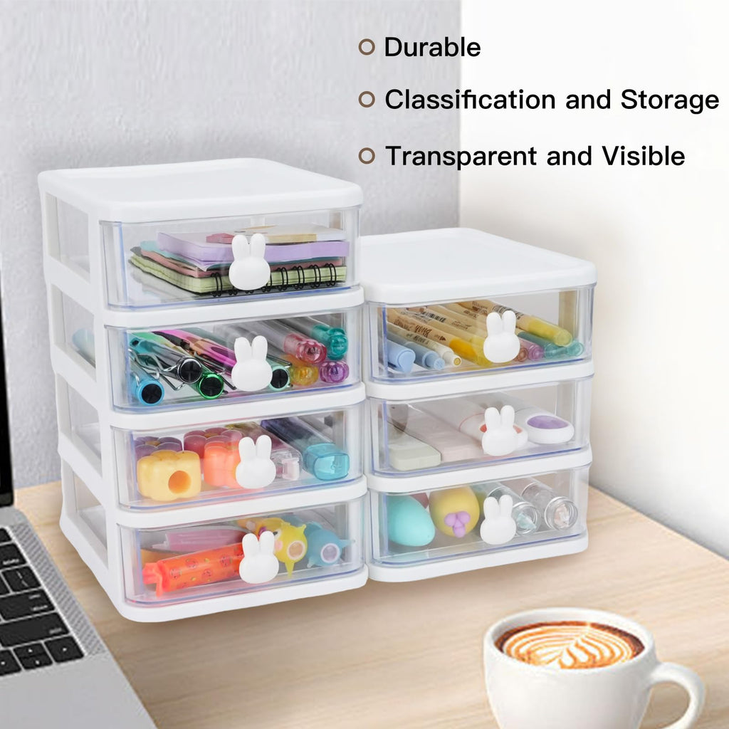 White 3 Tier Small Desk Organizer with Drawer A86497