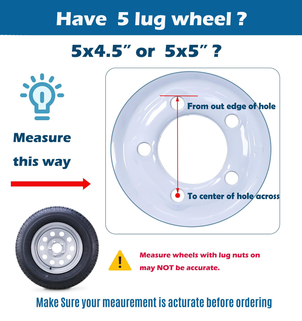 Trailer Tire Wheel ST205/75D15 6PR 101L 5X4.5 White Spoke Rim J53071
