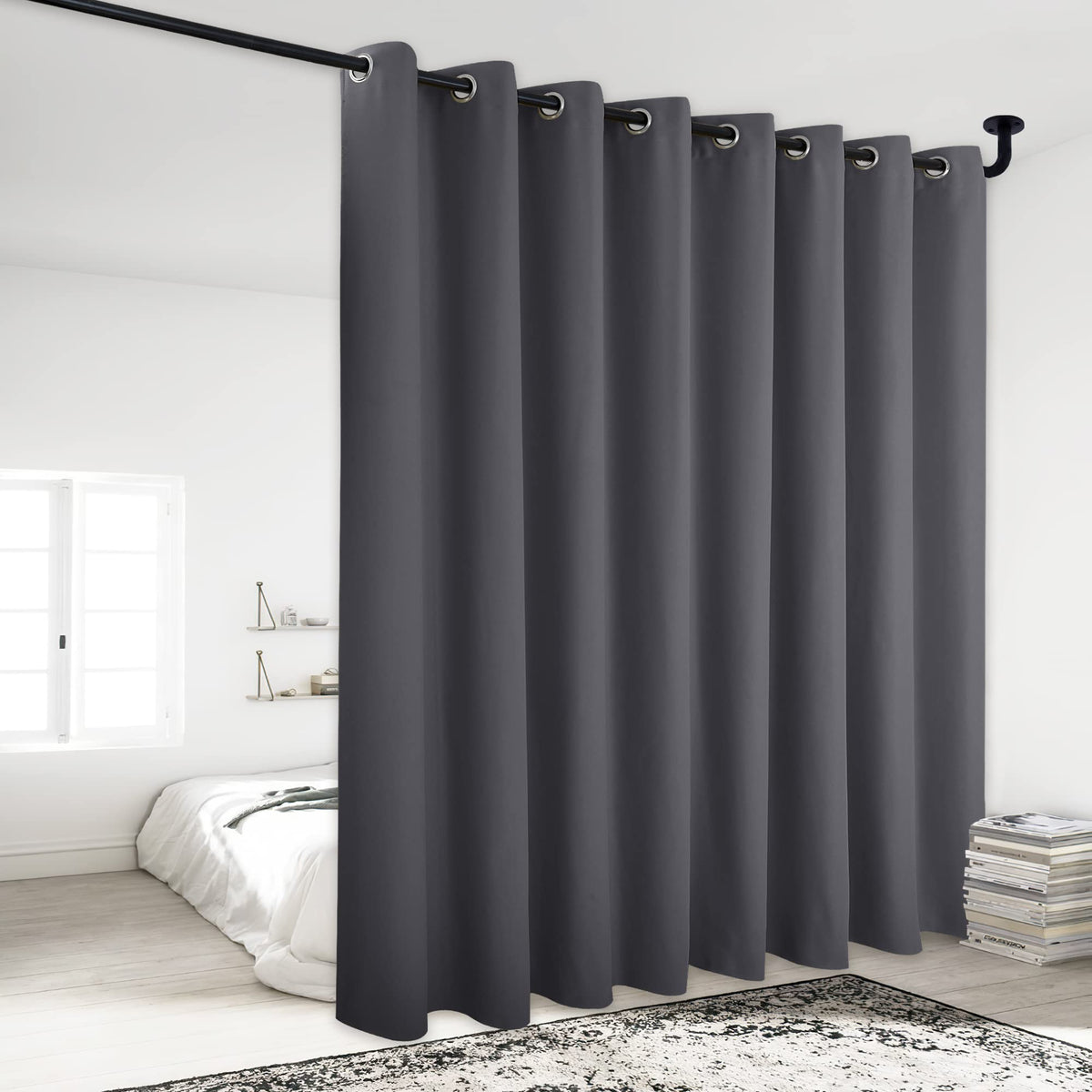 Grey 120 by 84 Inch Blackout Curtain Panel K6757
