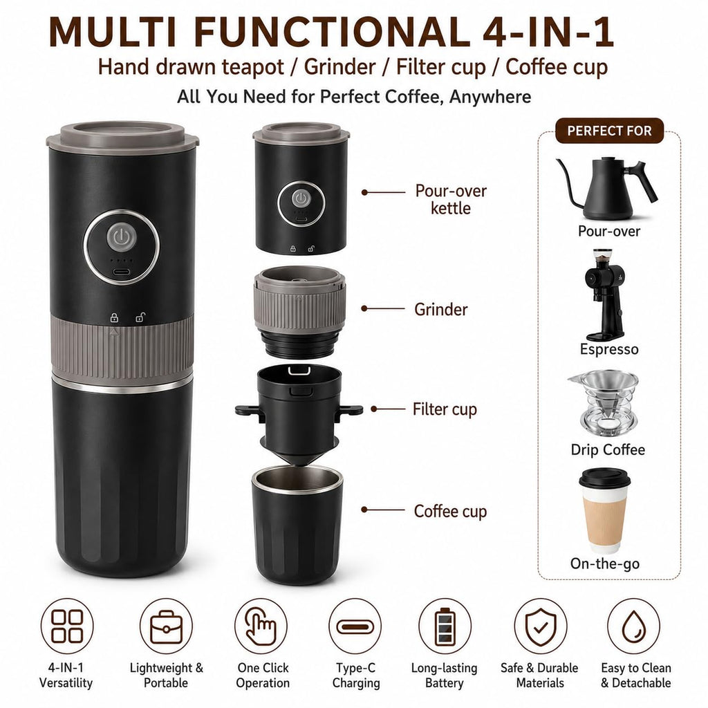 Portable Electric Coffee Grinder and Brewing Kit R978229