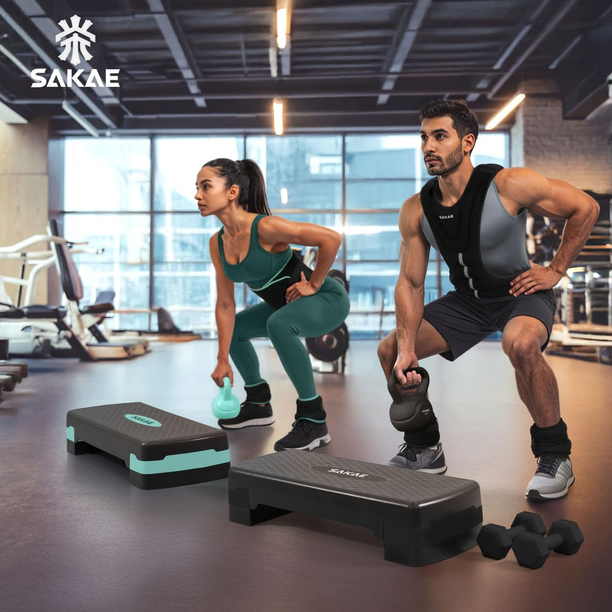 Adjustable Non-Slip Step Aerobics Platform Set M4112