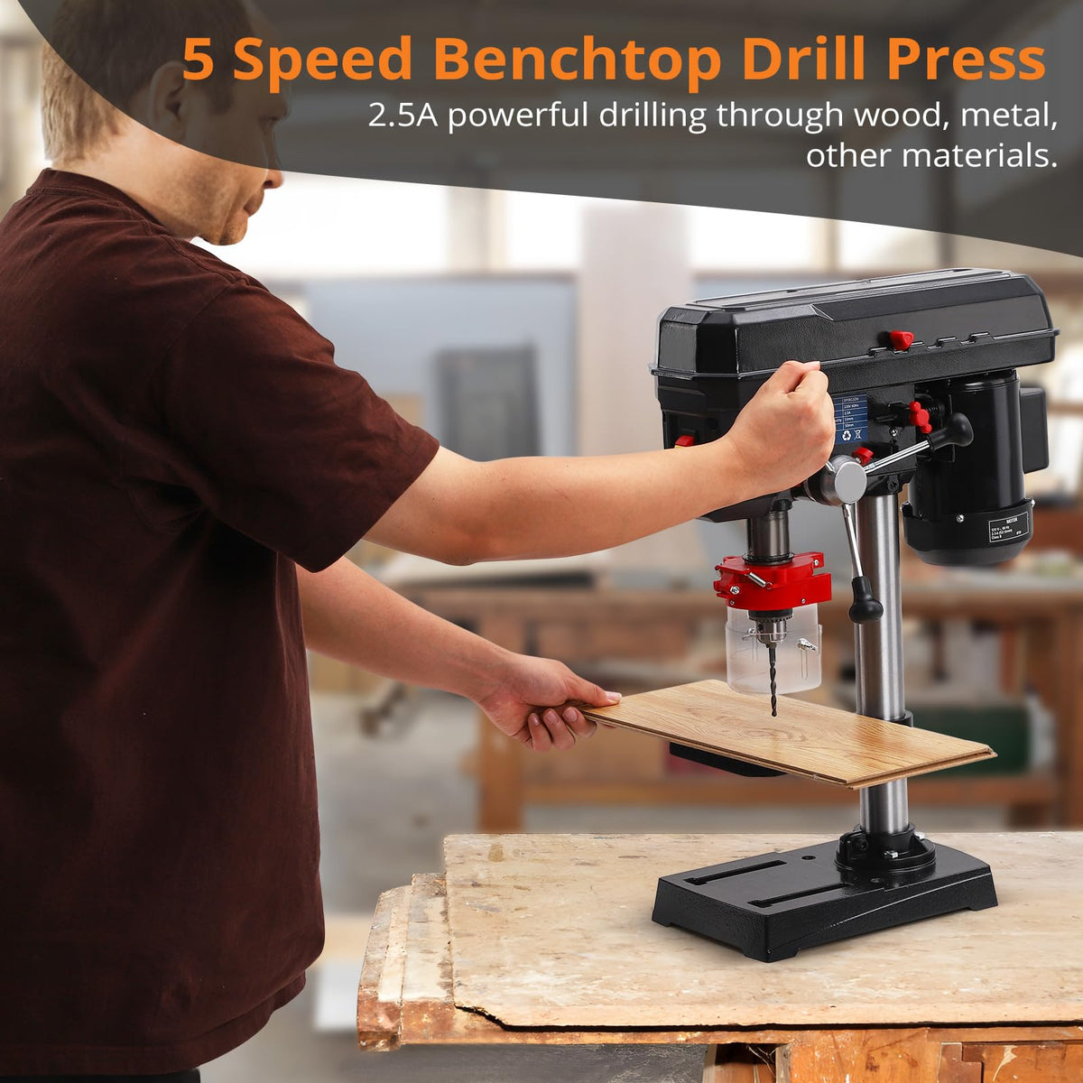 8 Inch 2.5A Benchtop Drill Press with 5 Speed Adjustable C24177