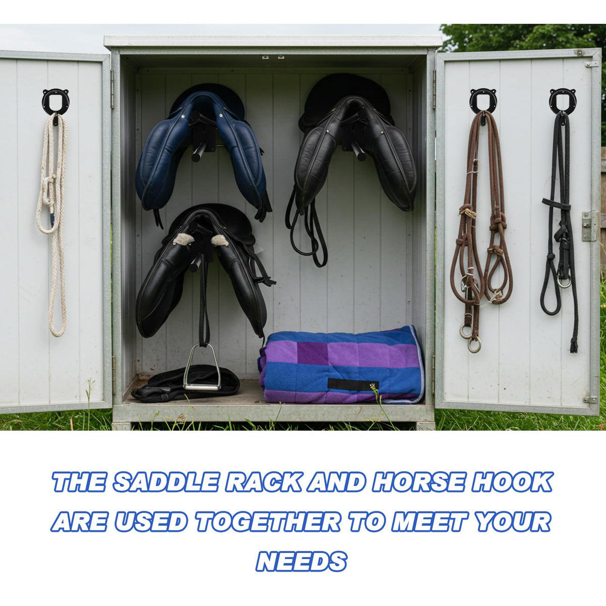 12 Pack Wall Mount Saddle Rack with Bridle Hooks Q466984