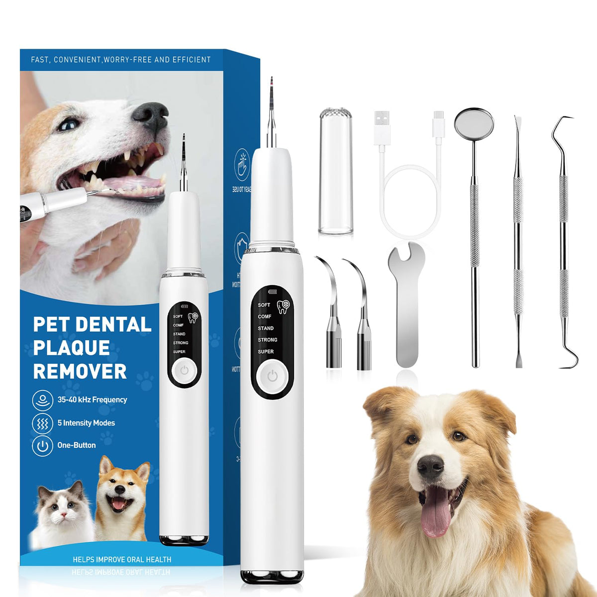 White Dog Teeth Cleaning Kit with LED Light S153054