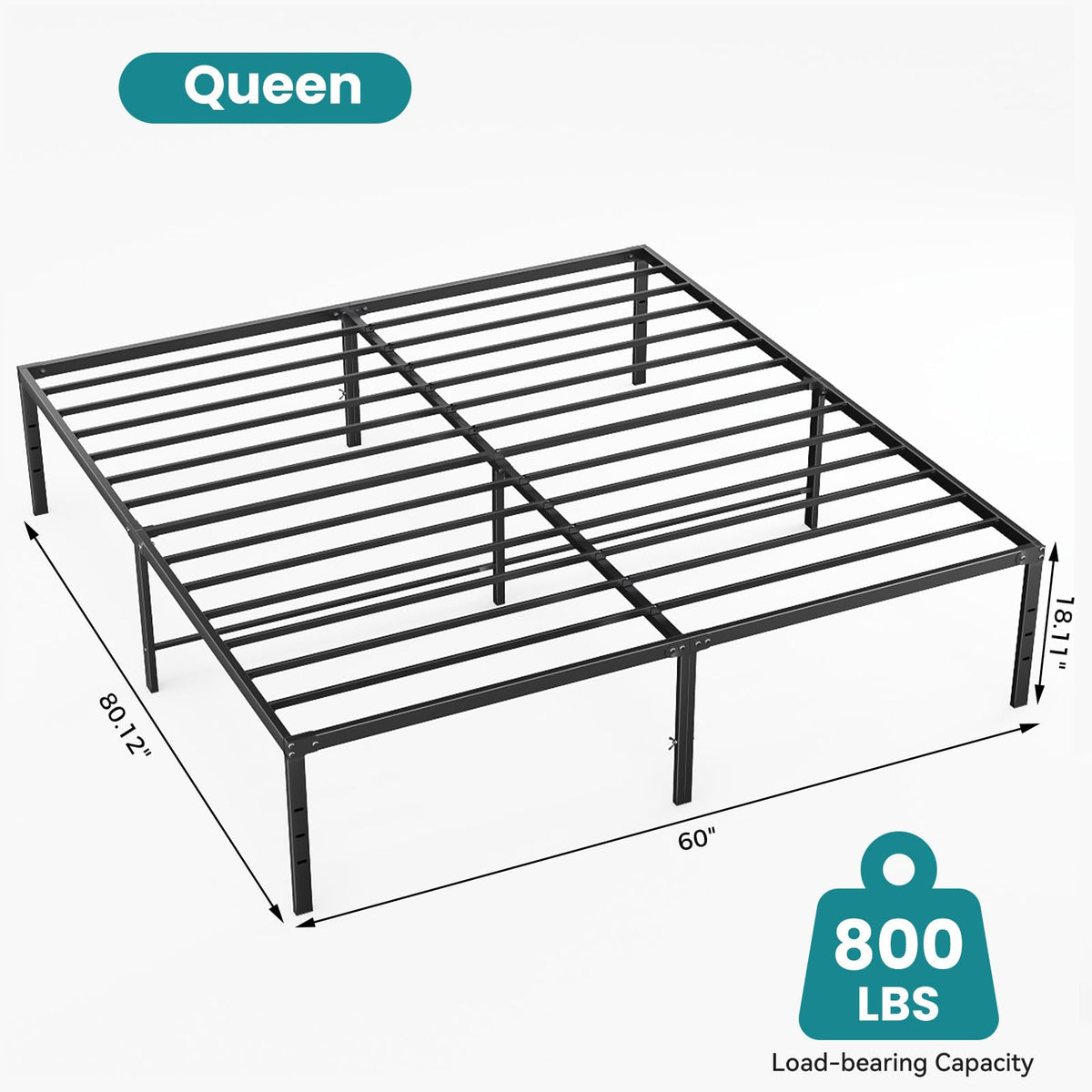 Queen Size 18 Inch Metal Platform Bed Frame F839841