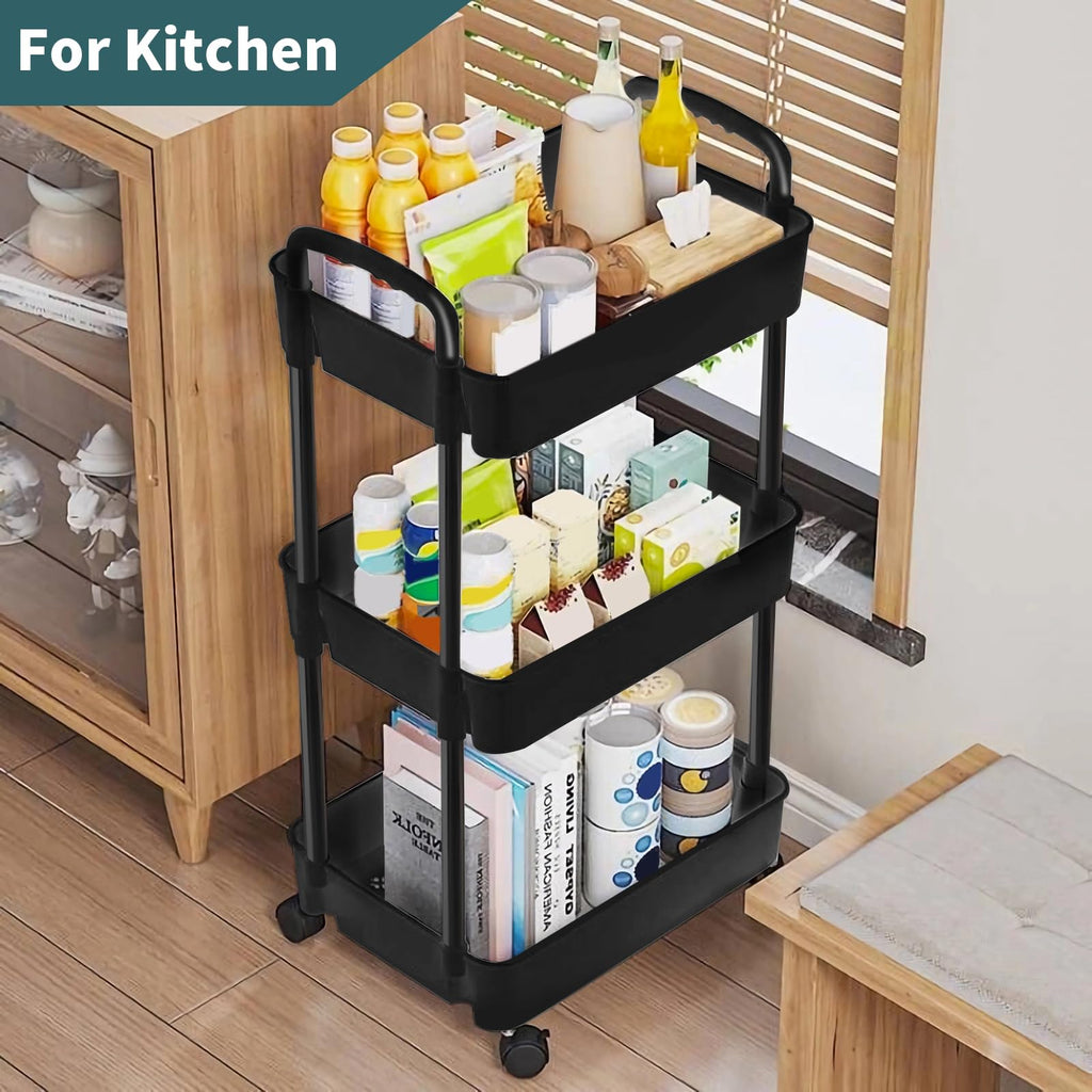 Black 3 Tier Rolling Cart N7845