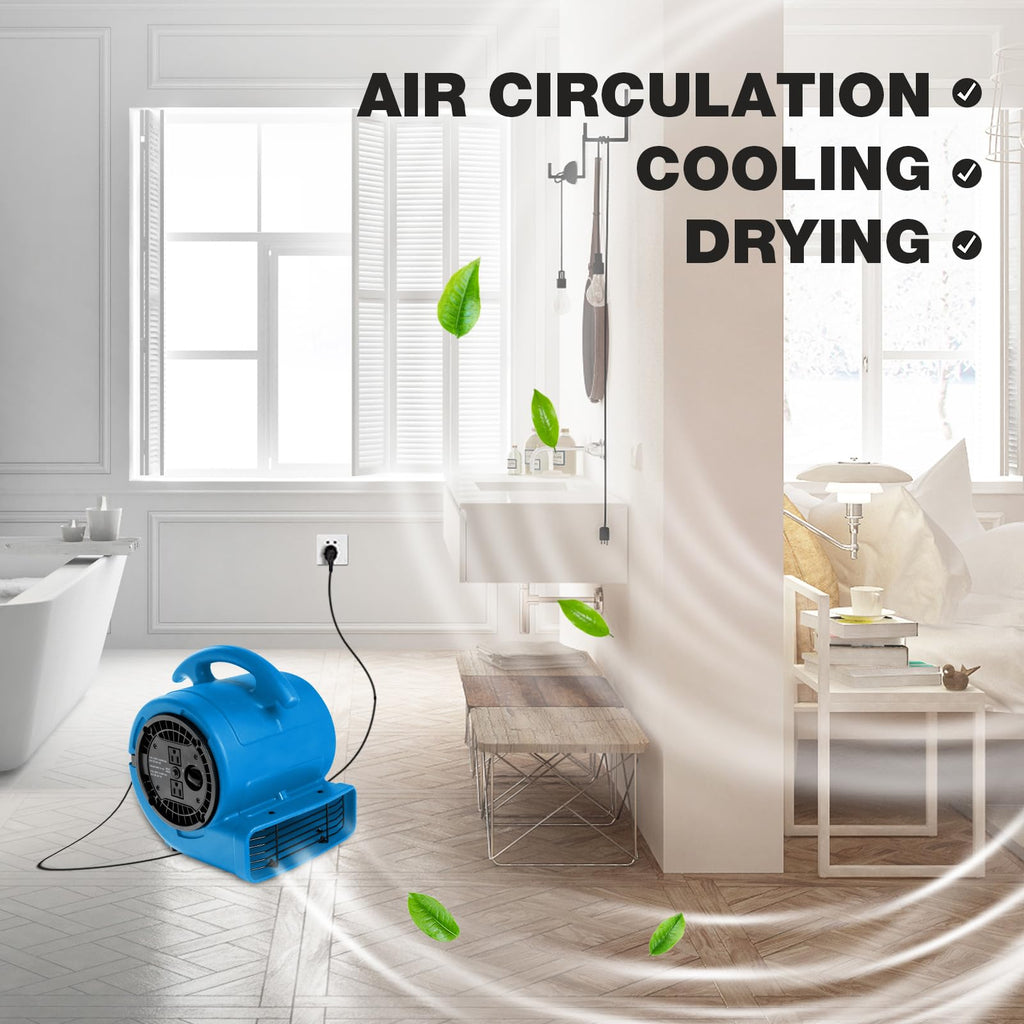 1/5hp 800cfm 3-Speed Air Mover Blower Fan with Dual Outlet G144215