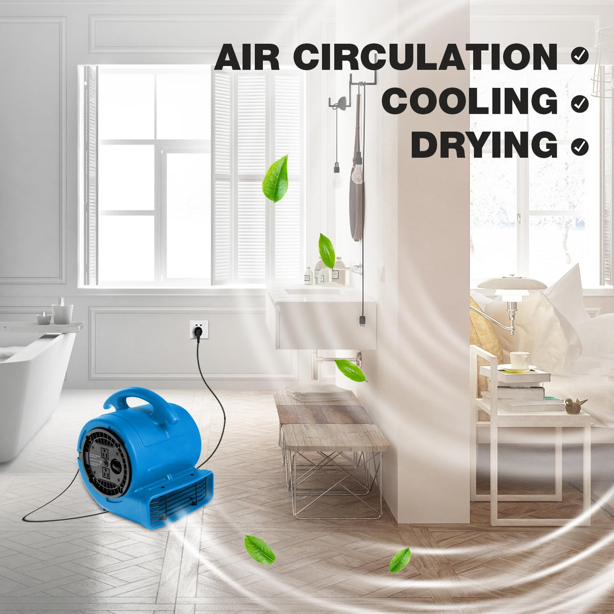 1/5hp 800cfm 3-Speed Air Mover Blower Fan with Dual Outlet G144215