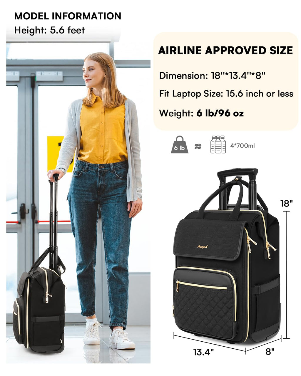 Rolling Laptop Backpack with Wheels R583