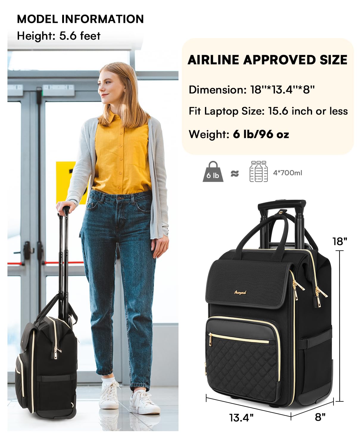 Rolling Laptop Backpack with Wheels R583