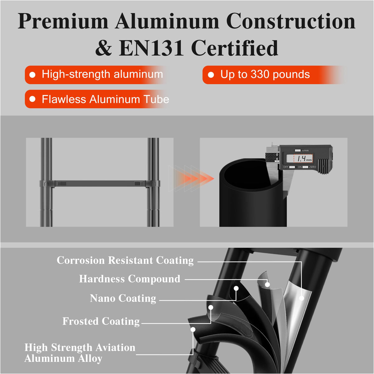 10.5 FT Aluminum Telescoping Ladder 330 Lbs Y755870