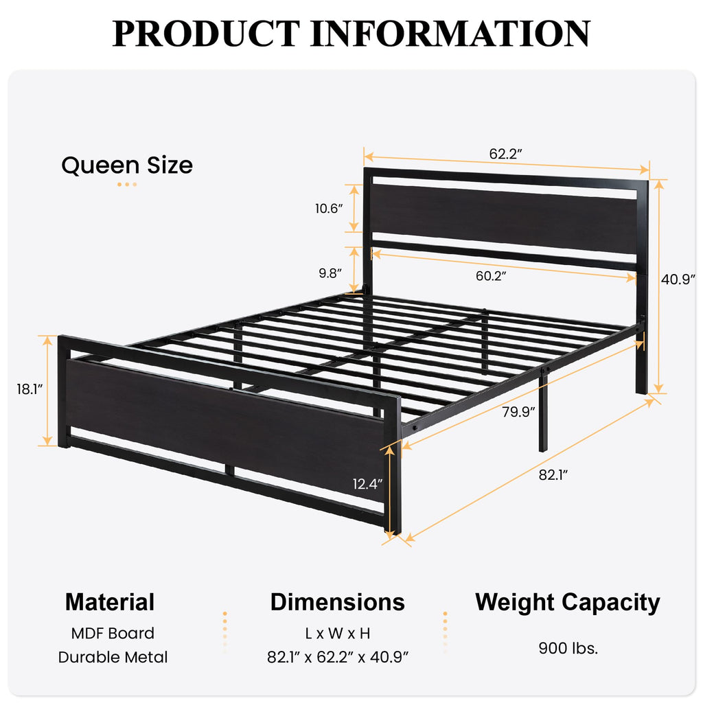 Queen Size Bed Frame with Headboard K3585