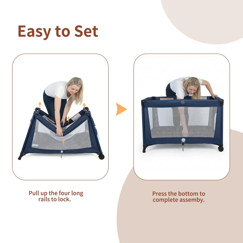 Portable Baby Bassinet with Wheels, Blue C222839