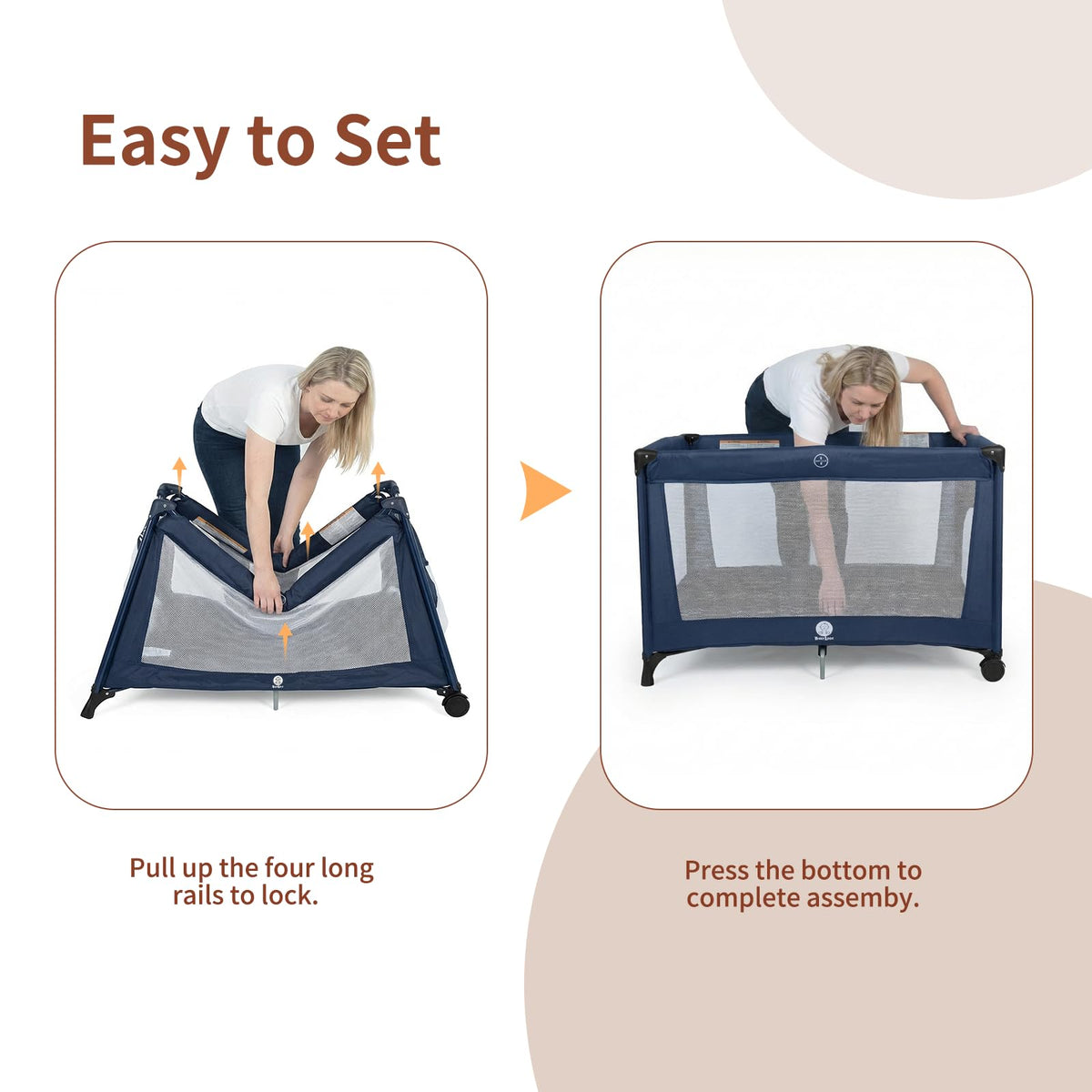 Portable Baby Bassinet with Wheels, Blue C222839
