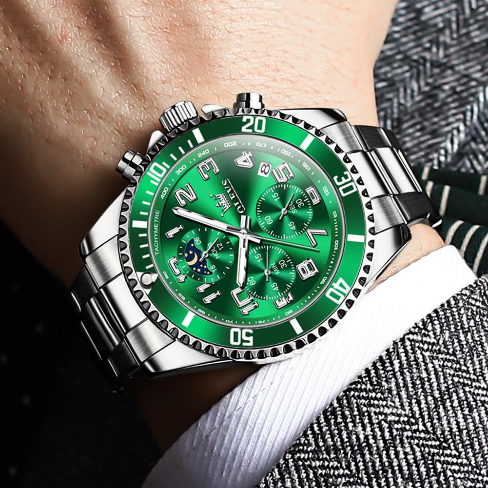 Men Luxury Chronograph Stainless Steel Waterproof Quartz Analog Watch H195730