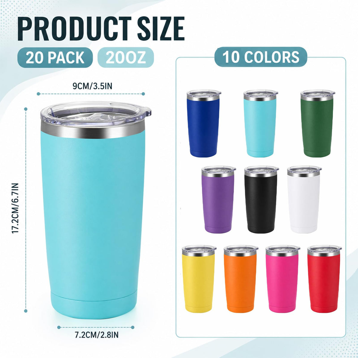 20 Pack 20oz Stainless Steel Insulated Tumbler Z66967