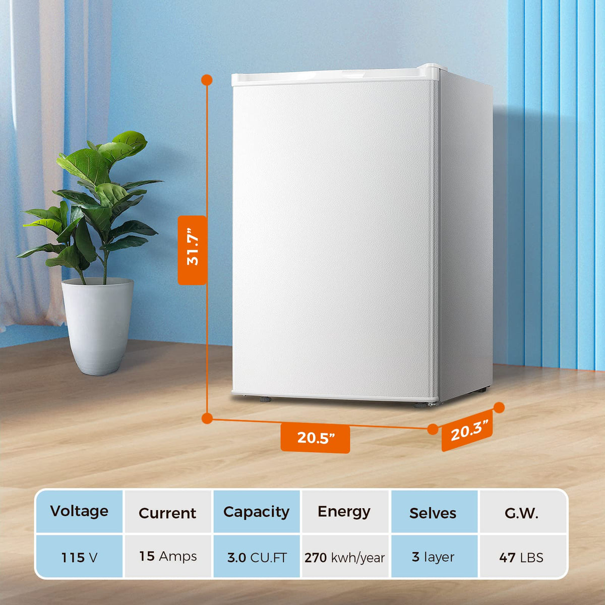 White 3.0 Cu.ft Upright Freezer H5142
