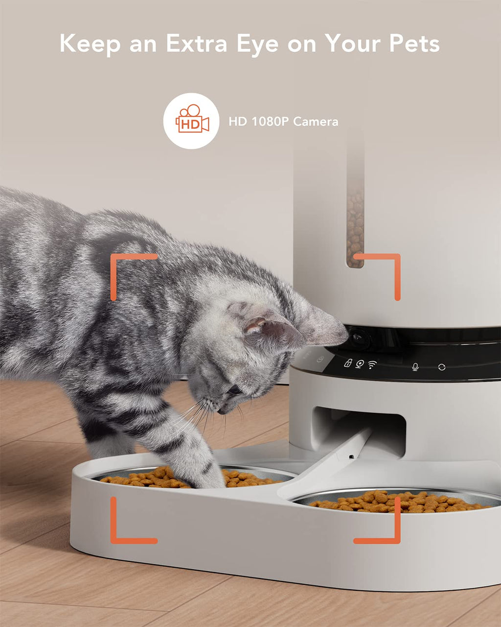 Automatic Cat Feeder with Camera 1080P HD Video 5G WiFi 2-Way Audio I434