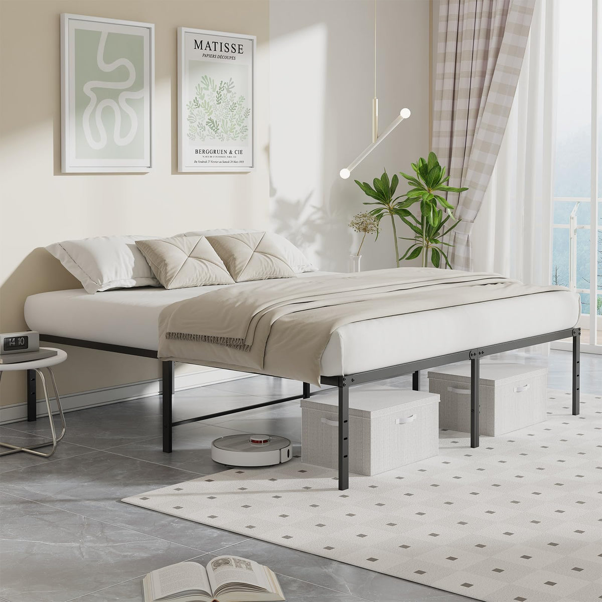Queen Size 18 Inch Metal Platform Bed Frame F839841