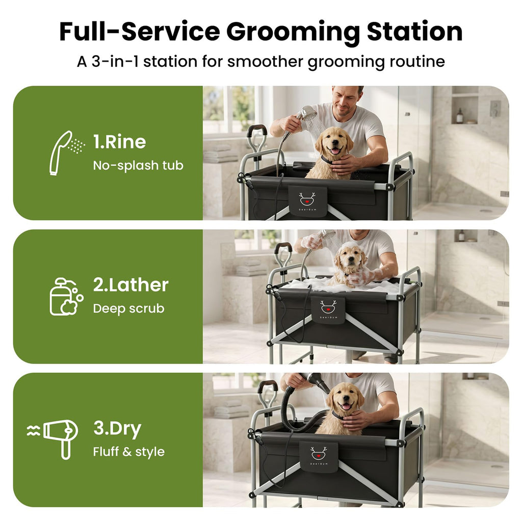 Foldable Dog Bath Cart with Brake T6881