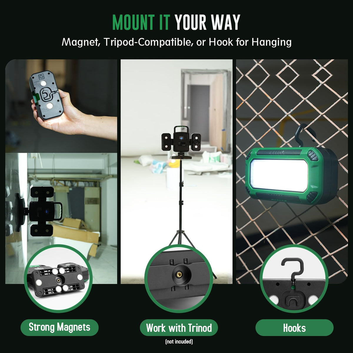 50W 5000LM Rechargeable Magnetic LED Work Light U778