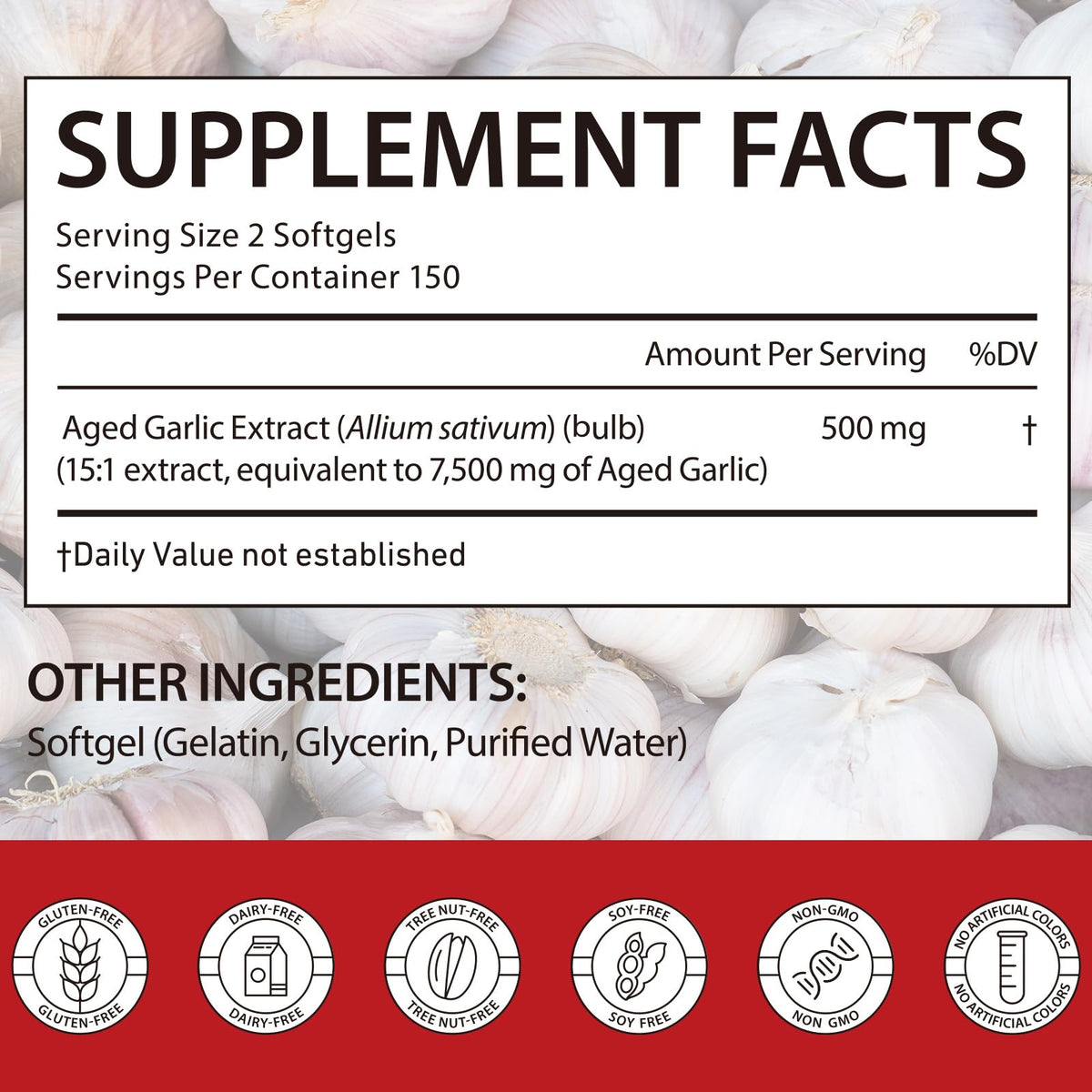 2 Years Aged Garlic Extract Capsules 300 Count Gluten-Free T727311