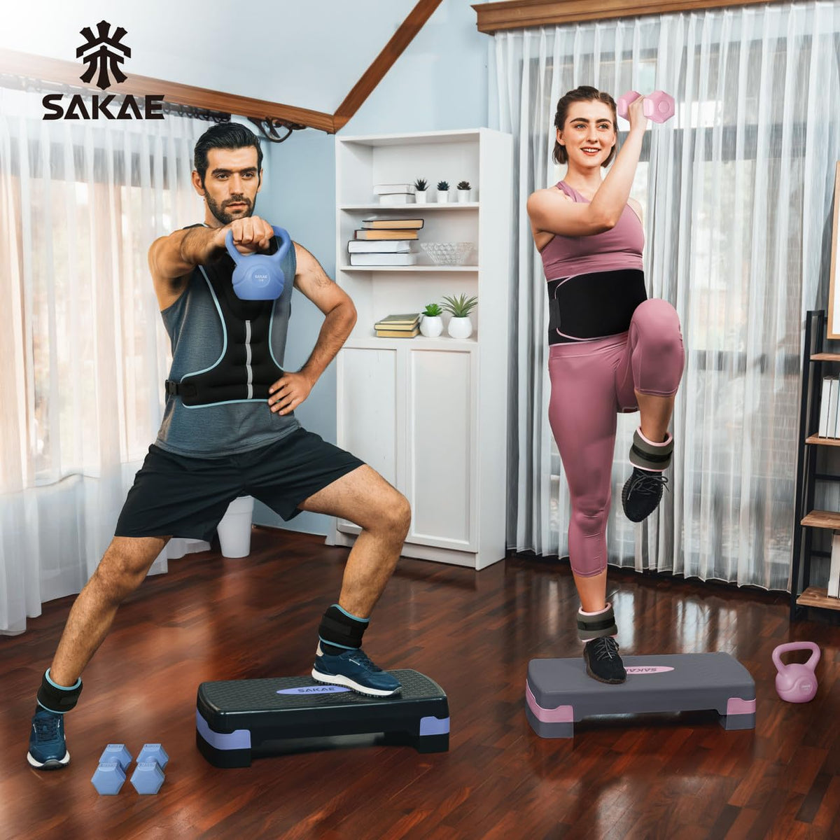 Adjustable Non-Slip Step Aerobics Platform Set M4112