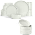 18-Piece Speckled White Stoneware Dinnerware Set Y493089