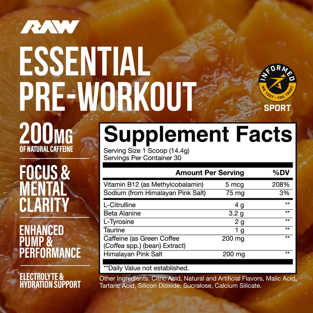 Orange Pre-Workout Powder with Caffeine, L-Citrulline, L-Tyrosine, & Beta Alanine Blend H898759