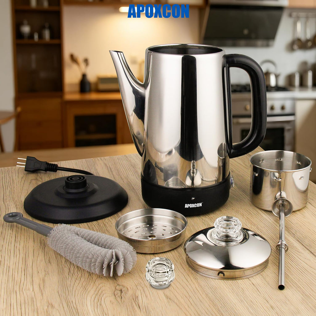 Electric Stainless Steel Coffee Percolator 1200ml 8 Cup R533742