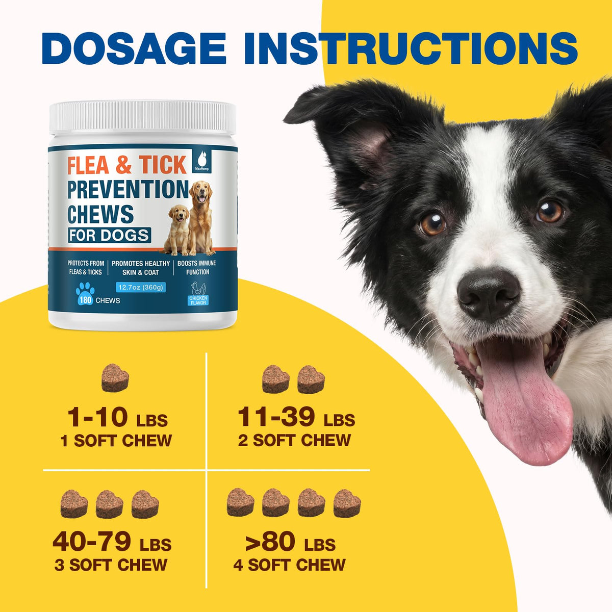 Natural Flea and Tick Chewables for Dogs, 180 Soft Chews Q80424